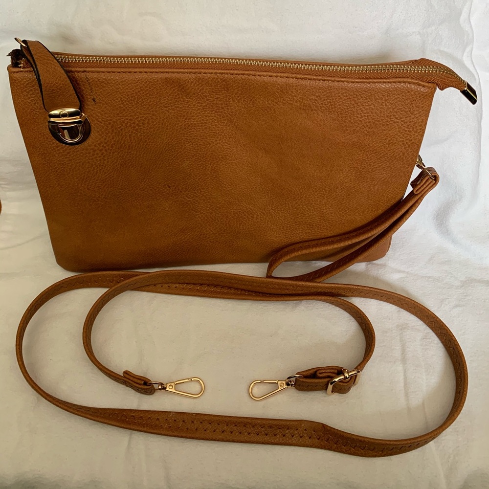 Faux Leather Camel-Color Handbag